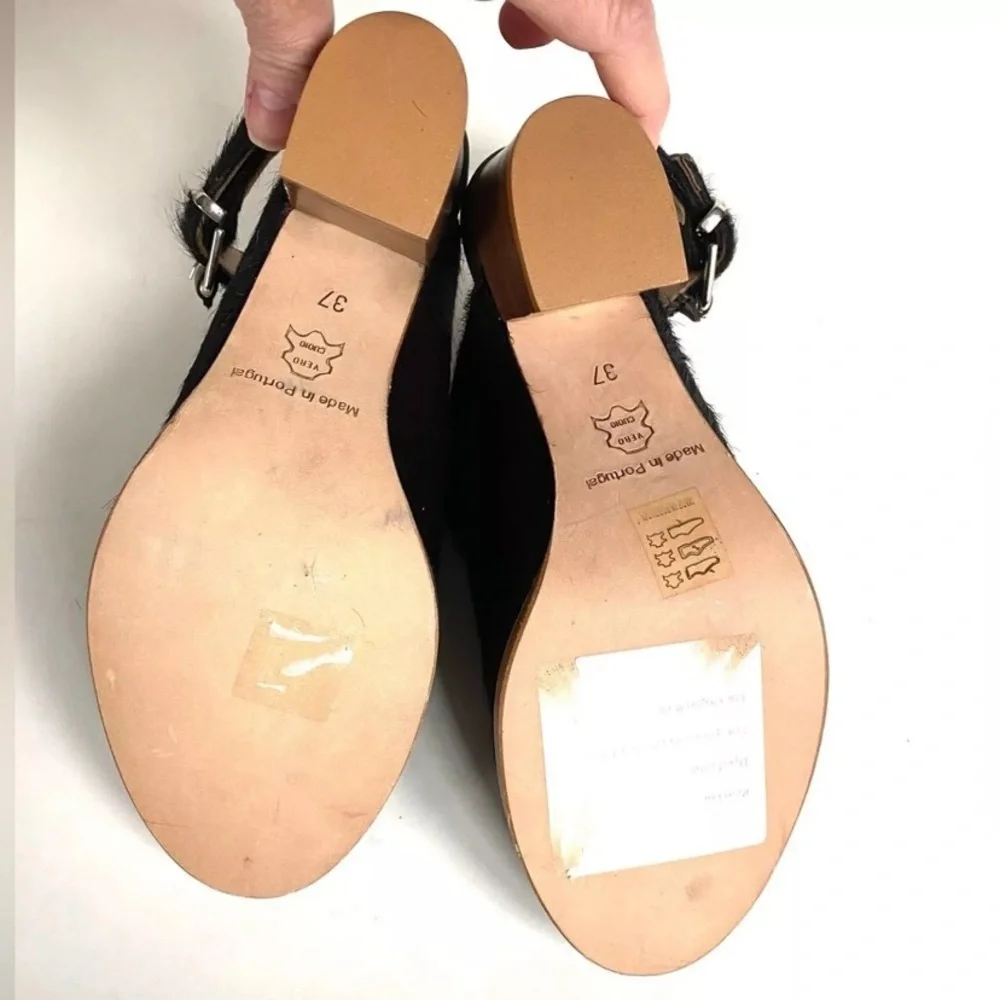 Thakoon Dark Brown Calf Hair Slingback Ankle Booties Block Heel EU 37